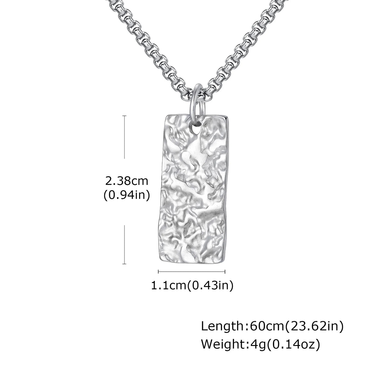 Vintage Fold Geometric Necklace for Men Boys,Stainless Steel Rectangular Pendant,Punk Jewelry Gift
