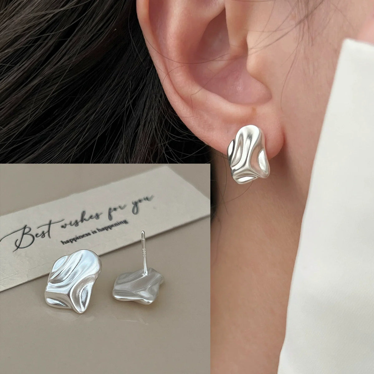 VENTFILLE Vintage Punk 925 Stamp Earrings for Women Girl Creative Twist Winding Geometric Handmade Party Silver Color Jewelry