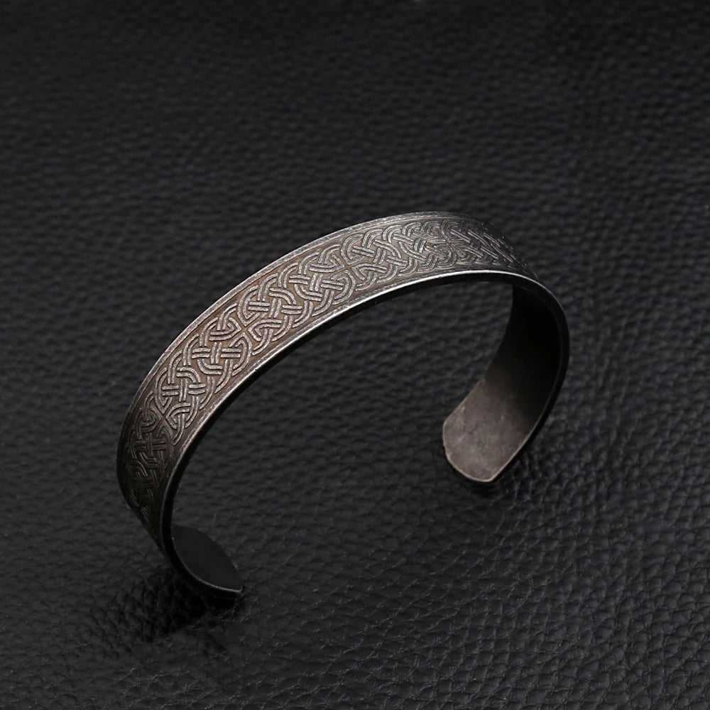 PENDRA Valknut Nordic Stainless Steel Open Cuff Bracelet