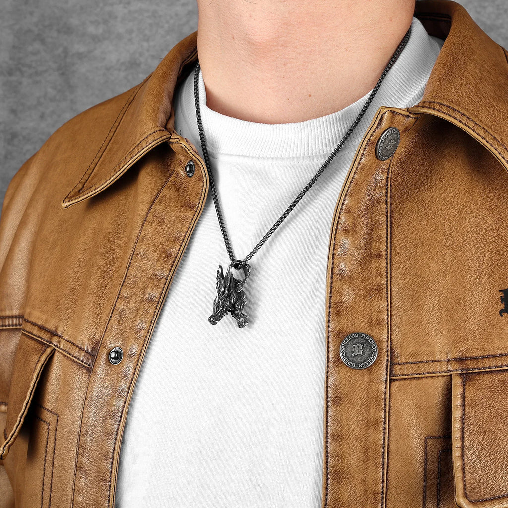 Retro Dragon Head Men Necklaces Stainless Steel Pendant Chain Women Punk Fashion Jewelry New In Accessories Gifts Wholesale