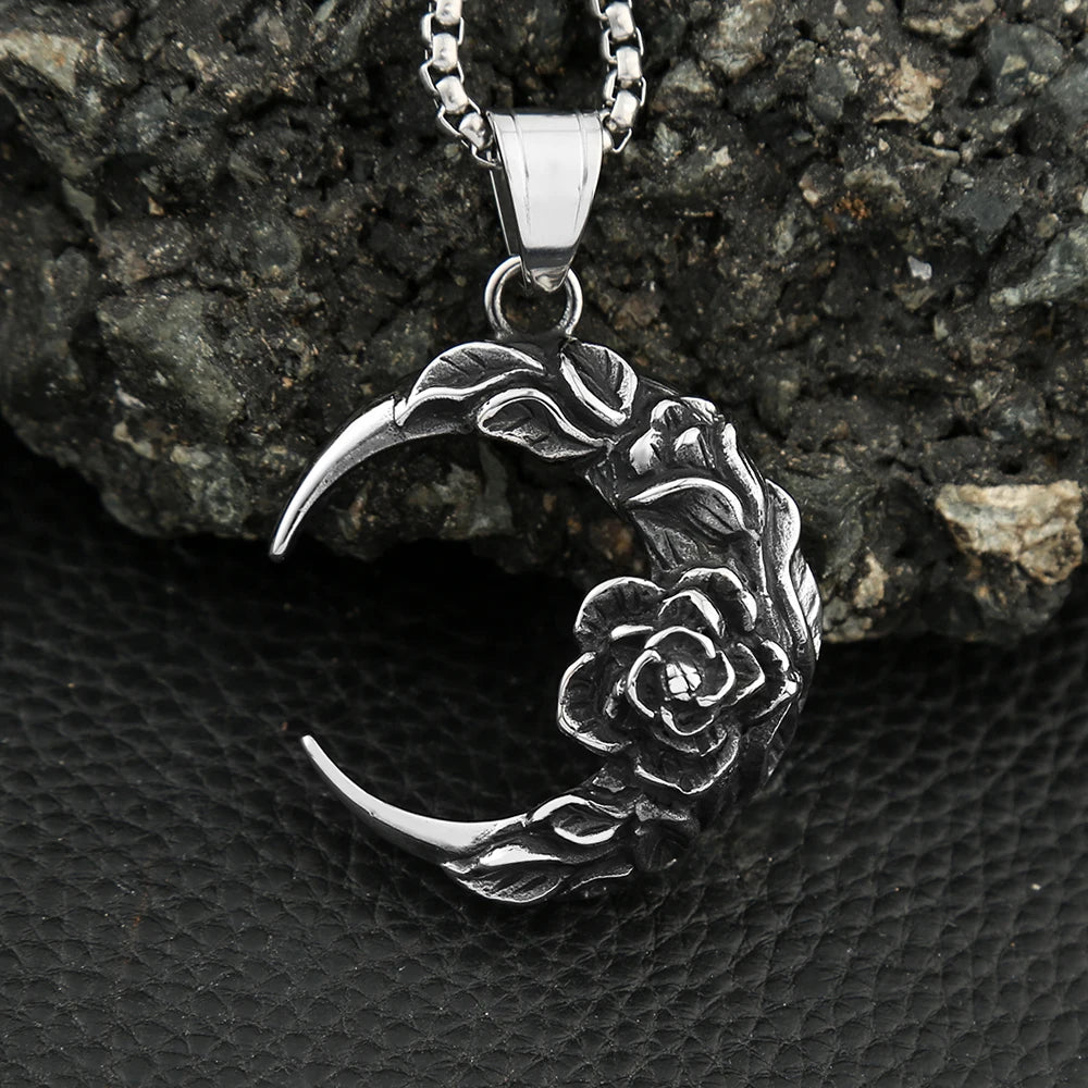 PENDRA Moonnight Stainless Steel Moon and Night Pendant