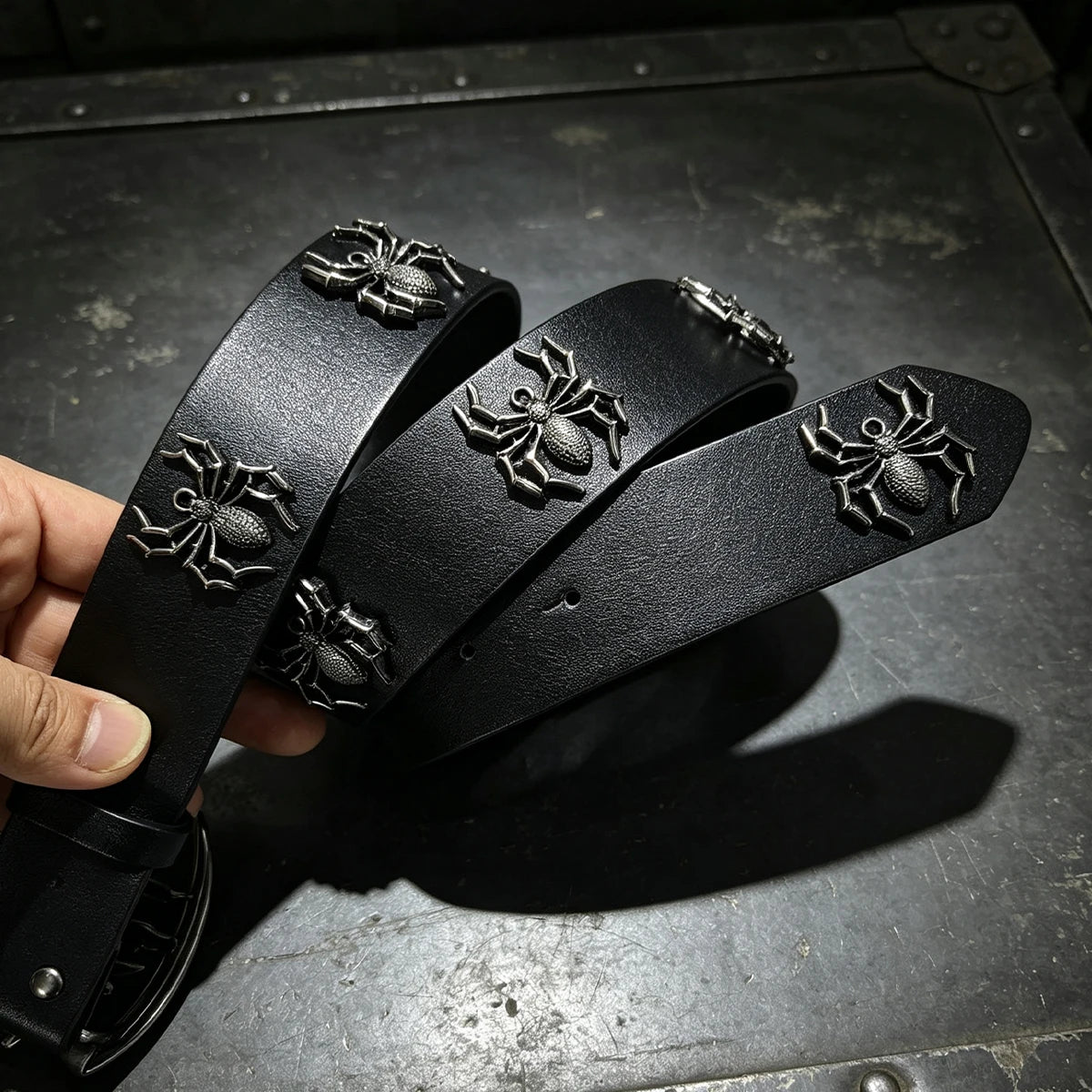 Luxury Desiner Rhinestone Spider Men's Belt Gothic Accessorise Women's Jeans Trouses Belt 3.8cm Wide Punk Belt for Halloween Day