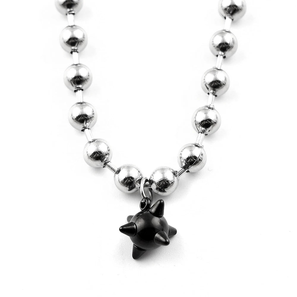 Gothic Spiky Sphere Drop Earrings Stainless Steel Spike Ball Dangle Huggie Hoops Dark Street Emo Piercing Decor Jewelry Gift