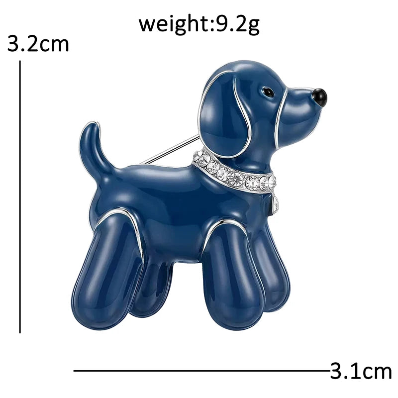 PENDRA Balloonpup 2-Color Enamel Rhinestone Dog Brooch