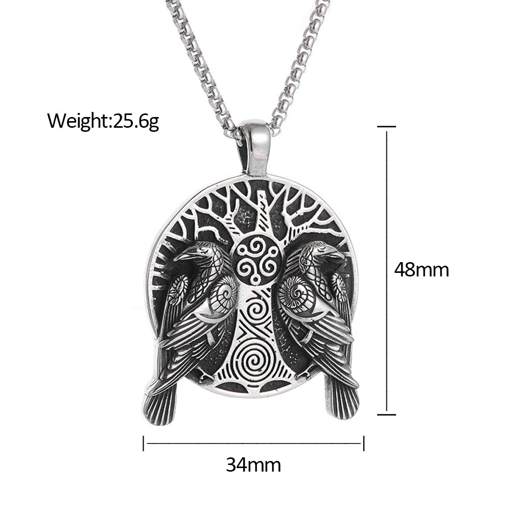 PENDRA Ravenodin Viking Double Ravens Pendant Necklace