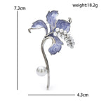 PENDRA Pearlfleur Enamel Pearl Flower Brooch