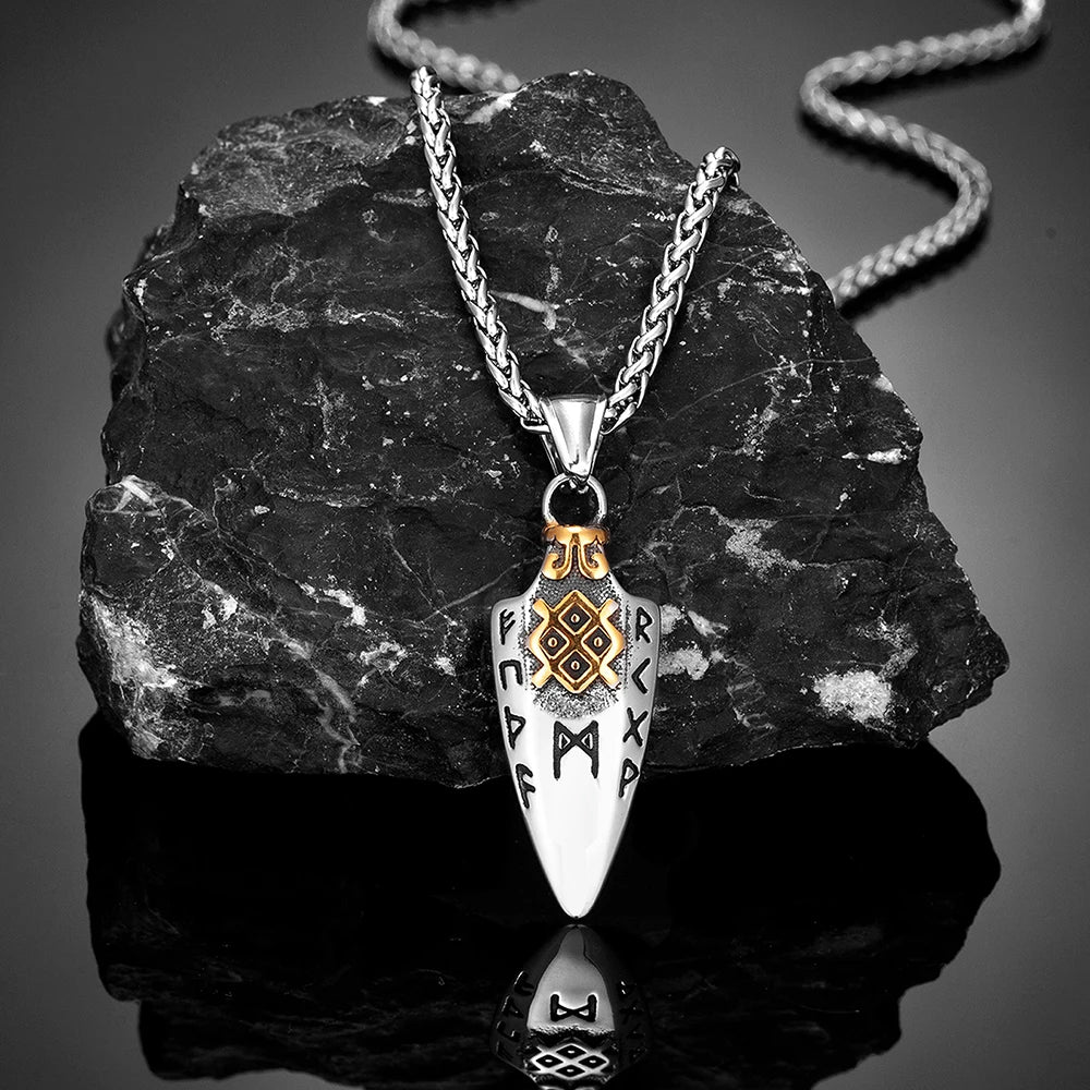 PENDRA Rune Gold Steel Necklace
