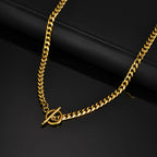 Men's Chain Necklace,Stainless Steel Cuban Chain Figaro Chain Collar,Classic Basic Gold Black Silver Color Chain