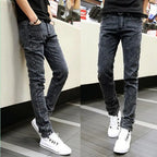 New Youths Men's Summer Jeans Stylish and Durable Trendy Denim Pants Korean Style Men's Slim Fit Cowboy Solid Denim Pants