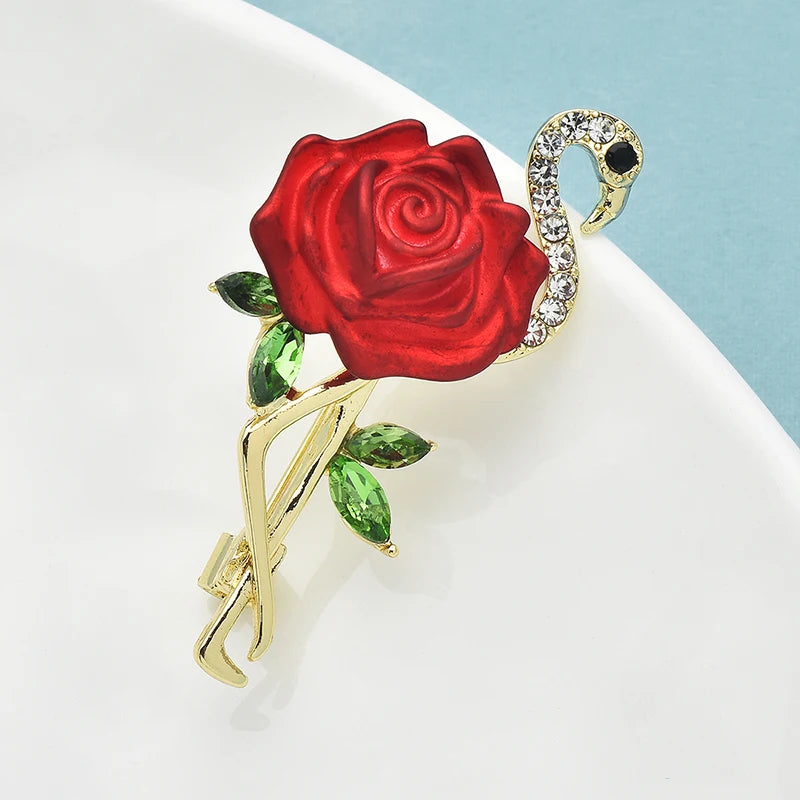 PENDRA Art Flower Flamingo Bird Brooch