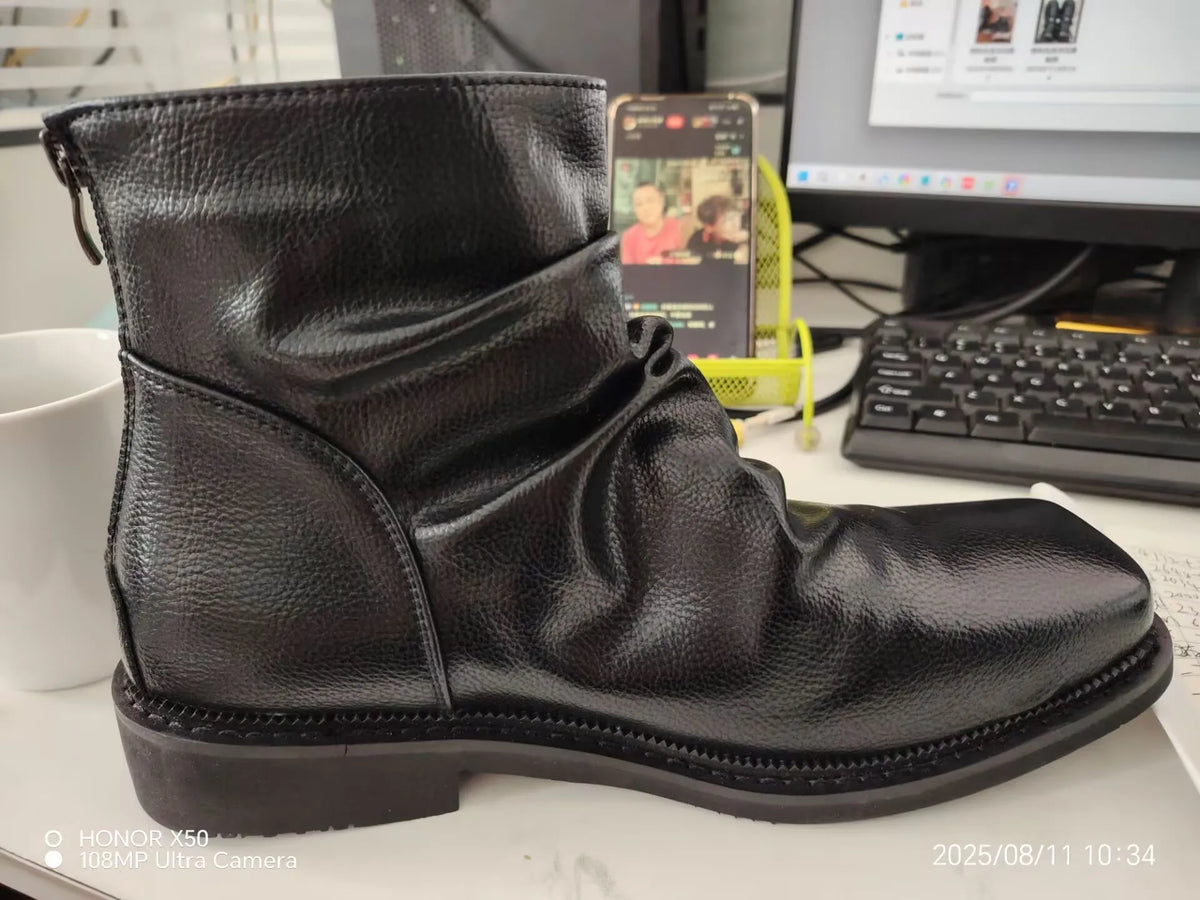 PENDRA Leather Zipper Platform Boots