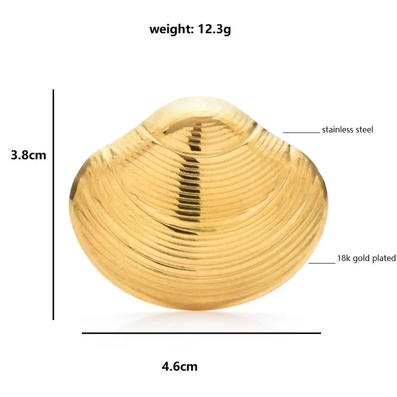 Wuli&baby Stainless Steel Shell Design Brooches For Women Unisex 2-color Easy Match Normcore Style Party Office Brooch Pins Gift