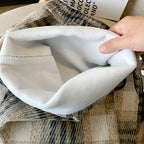 PENDRA Plaid Woolen Elastic Waist Wide Leg Pants