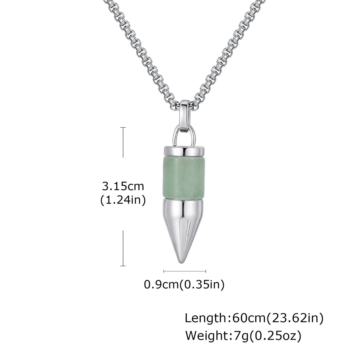 Stylish Bullet Necklaces for Men,Stainless Steel Natural Stone Pendant Necklace,Healing Jewelry Gift for Father Husband Son
