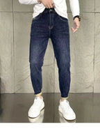 New Harajuku Fashion Trendy Spring Autumn Slim Fit Casual Jeans for Men Vintage Tapered Pencil Pants Stretch Boyfriend Jeans