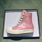 PENDRA Blush Titan Pink Genuine Leather High-Top Thick-Sole Sneakers