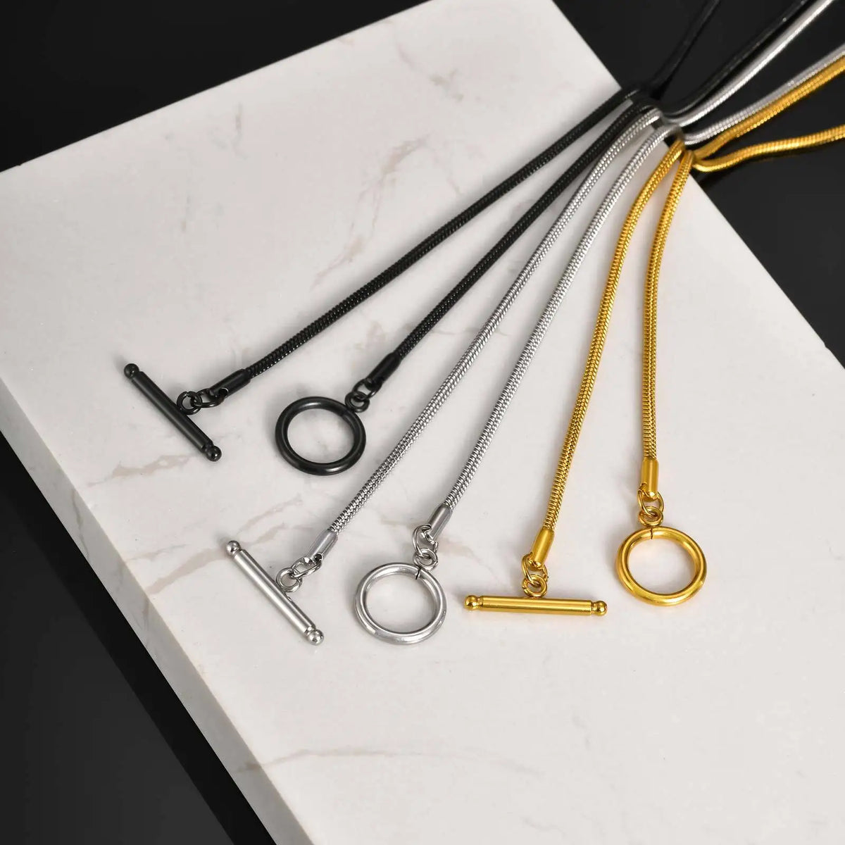 2mm Classic Round Snake Chain Necklace for Men Boys,50cm Toggle Chain Link Collar,Simple Easy Clasps Chains