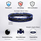 3pcs Green Natural Stone Beaded Bracelet for Men,5MM African Turquoise Stacked Elastic Bracelet,Trendy Male Jewelry Gift