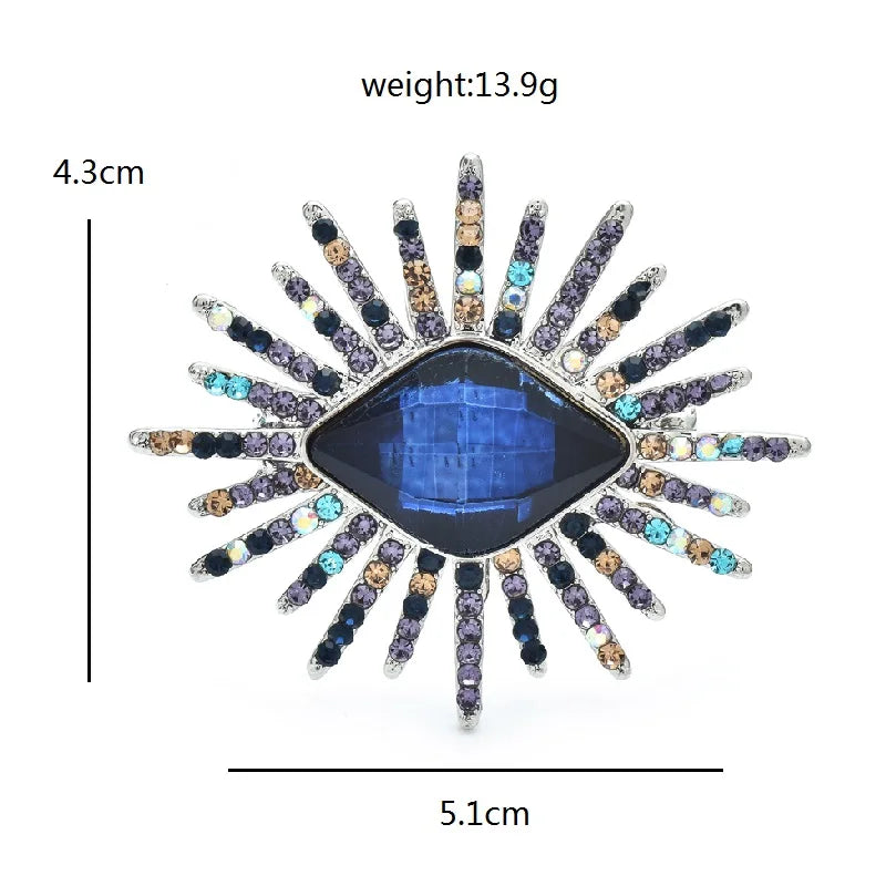 PENDRA Gaze Sparkling Crystal Eye Brooch
