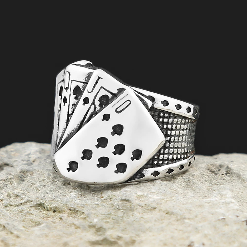 PENDRA Pokerluck Stainless Steel Lucky Poker Ring