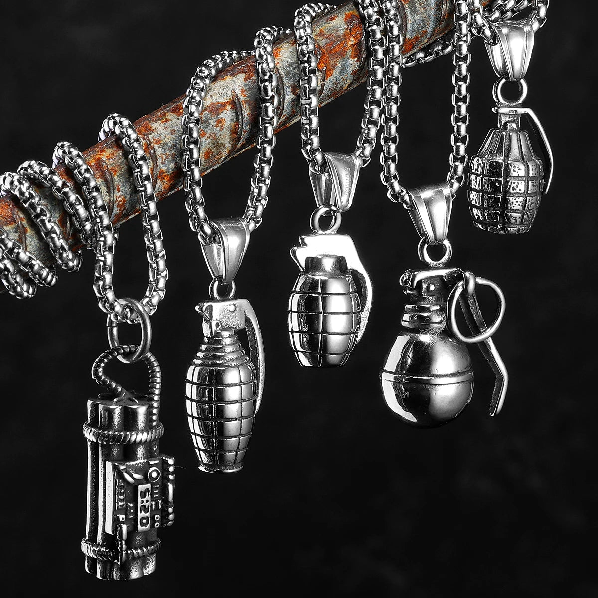 PENDRA Grenade Steel Necklace