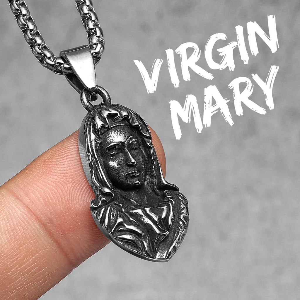 PENDRA Jesus Angel Cross Steel Necklace