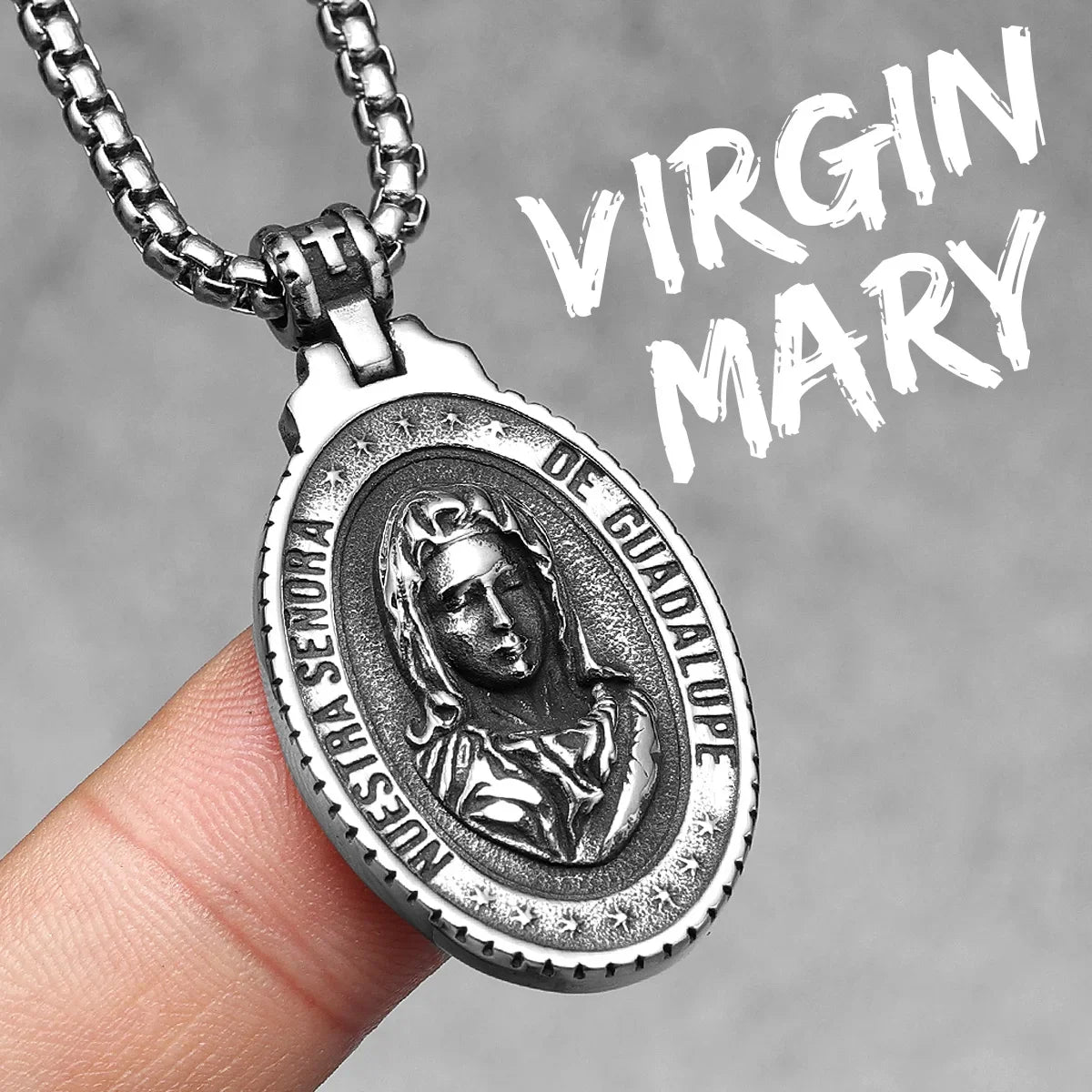 PENDRA Jesus Angel Cross Steel Necklace