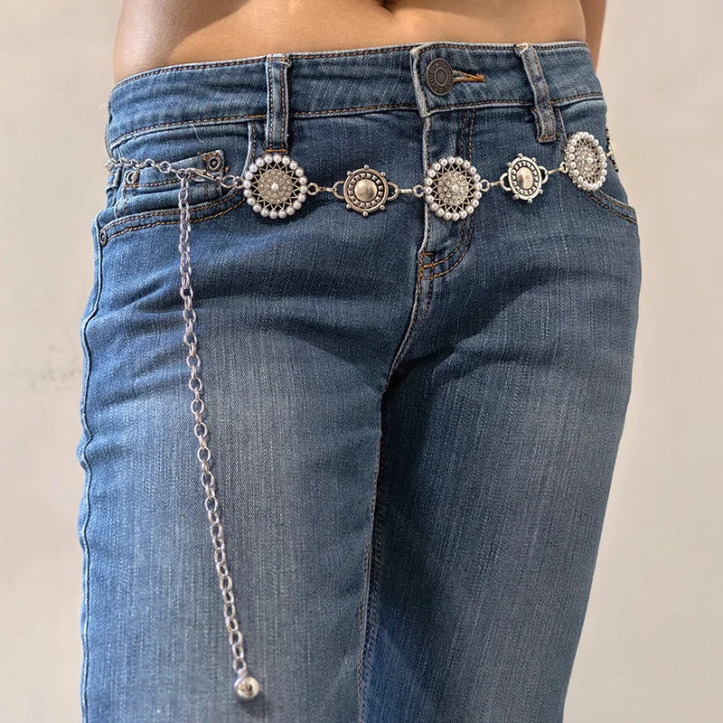 Temperament Elegant Pearl Belt Waist Belt Female Dress Crystal Strap Pearl Wedding Luxury Desiner Chain Belts Girl Accessories