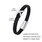 Stainless Steel Infinity Black Leather Bracelet for Men,High Quality Microfiber Leather Wristband,Gift for Husband Dad Him