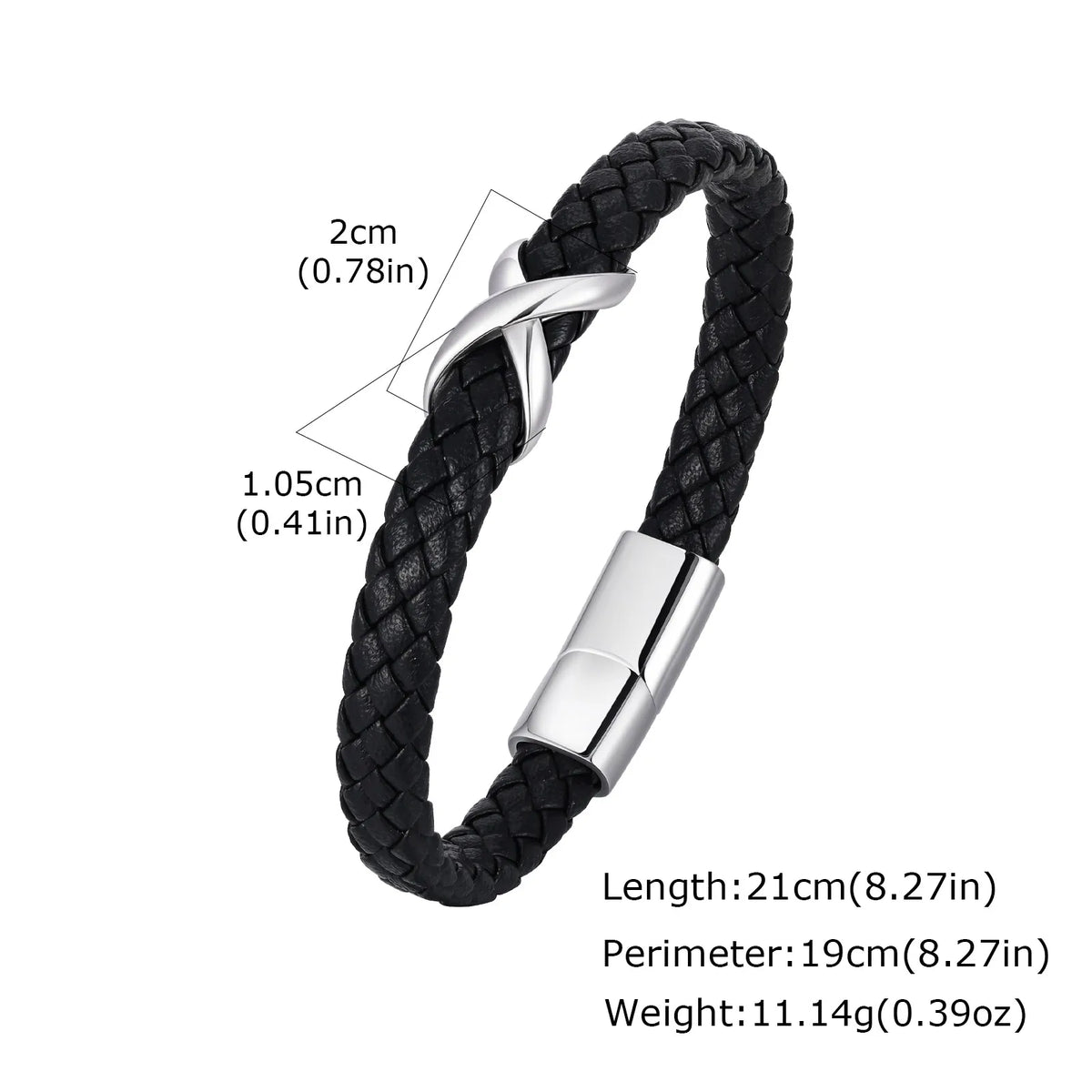 Stainless Steel Infinity Black Leather Bracelet for Men,High Quality Microfiber Leather Wristband,Gift for Husband Dad Him