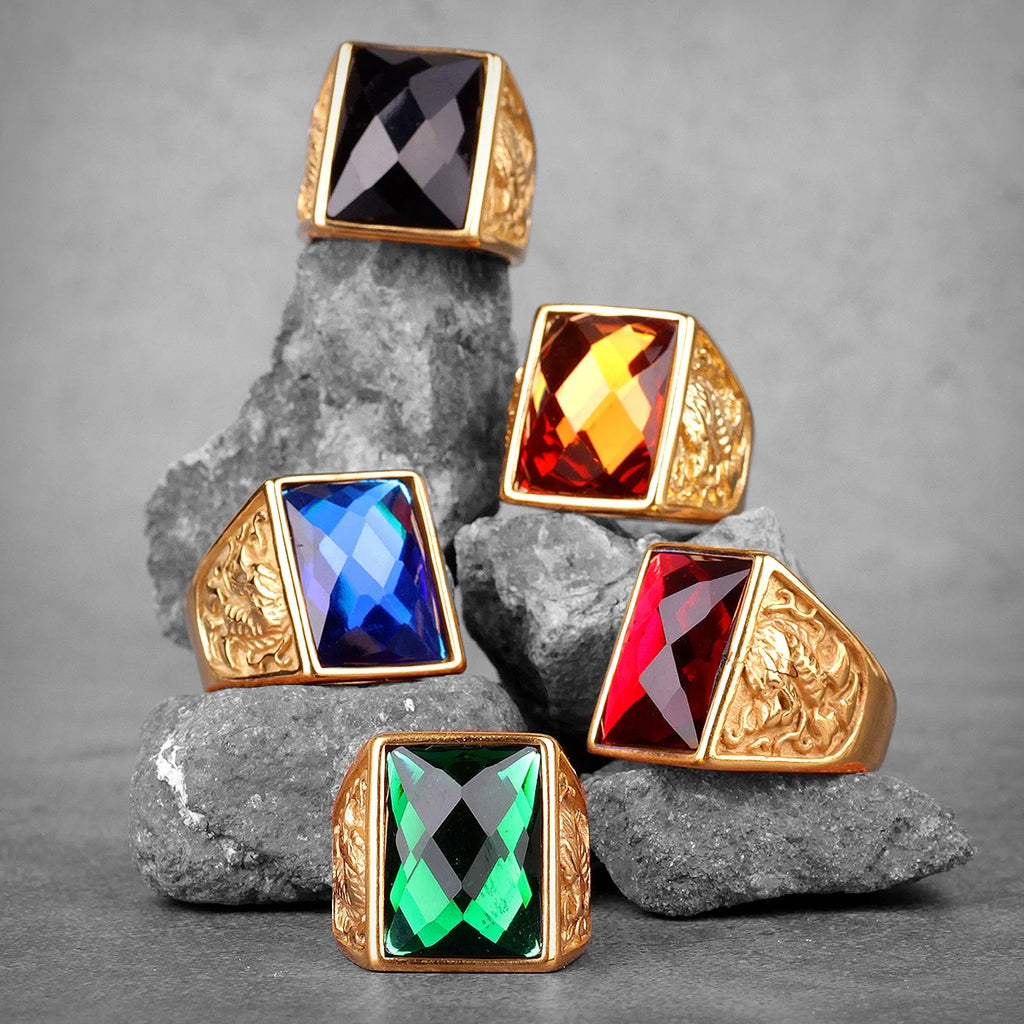 PENDRA Rhinestone Dragon Phoenix Steel Ring