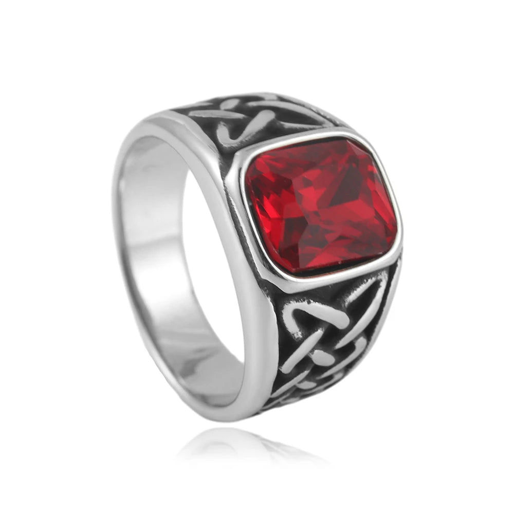 PENDRA Redstone Square Red Stone Signet Ring