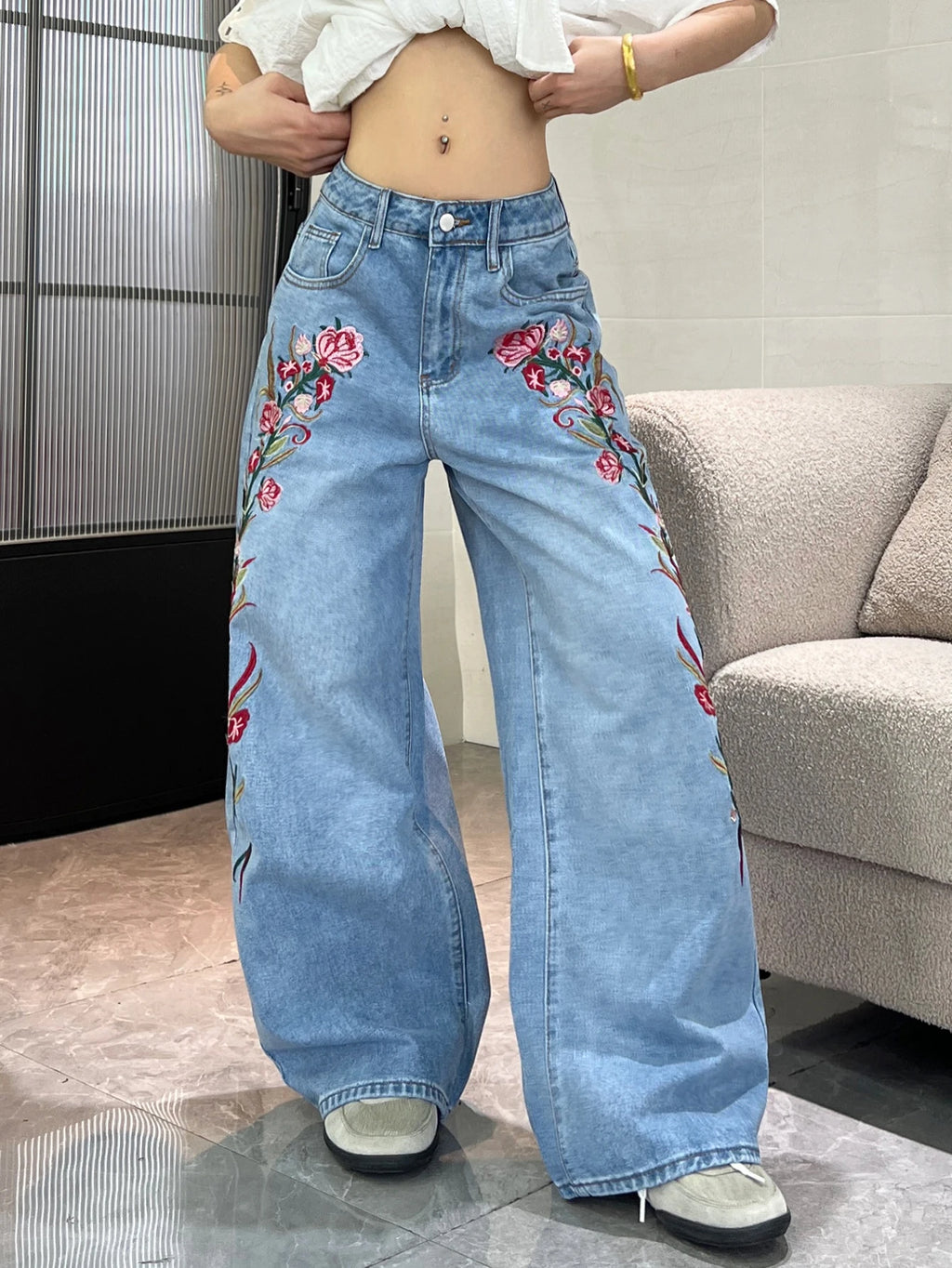 PENDRA American Colorful Floral Jeans