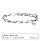 Punk Silver Color Men's Chain Bracelets,Hip Hop Stainless Steel Braided Link Wristband,Classic Metal Jewelry Gift for Him Dad