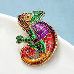 PENDRA Chameleon Enamel Lizard Brooch
