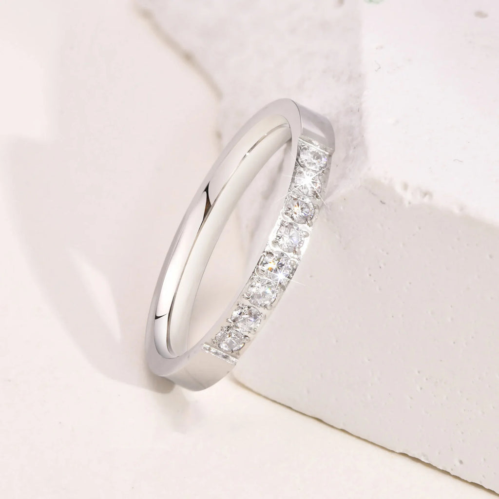 Silver Color Wedding Ring for Men Women,Never Fade Stainless Steel Engagement Ring,Stylish Couple Ring Gift