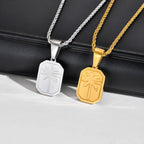 Hawaiian Tree Necklaces for Men,Stainless Steel Palm Trees Square Pendant Necklaces.Chic Stylish Jewelry Gift
