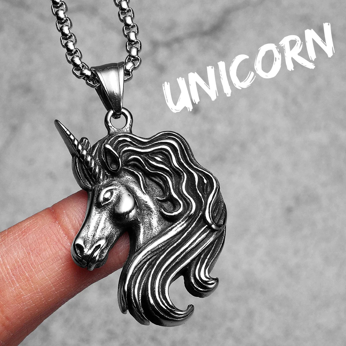 PENDRA Mythical Unicorn Animal Steel Necklace