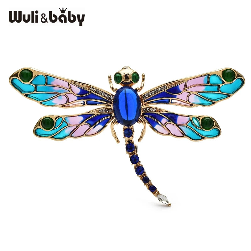 PENDRA Fluttergem 3-Color Enamel Dragonfly Brooch