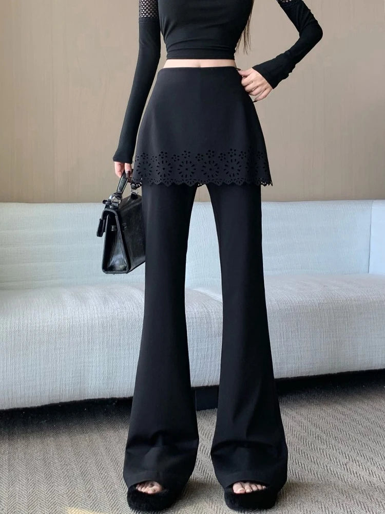 PENDRA Black Micro Flared Pants