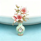 PENDRA Violetta 2-Color Enamel Rhinestone Lily Vase Brooch