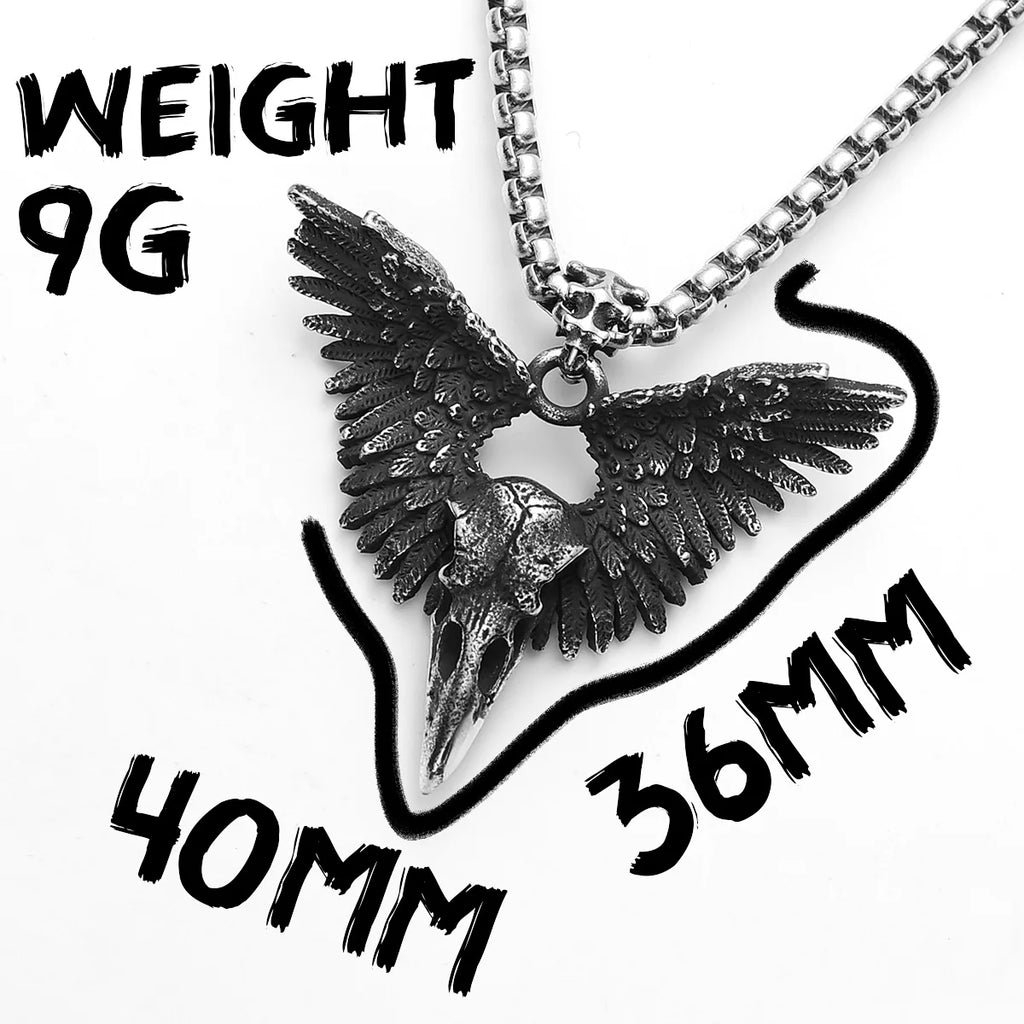 PENDRA Raven Crow Steel Necklace