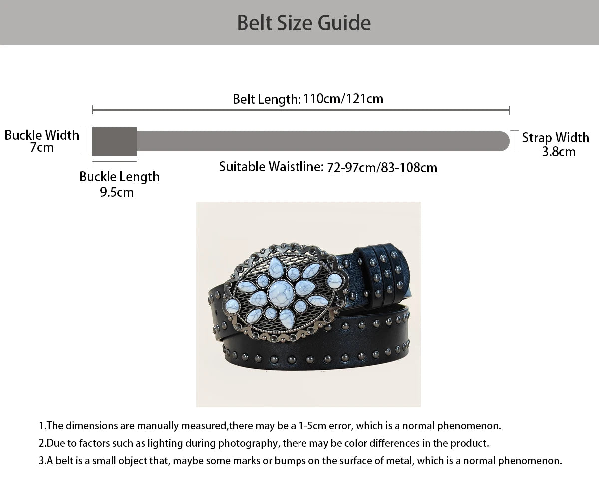 PENDRA Lunaine Leather Turquoise Buckle Western Gothic Belt