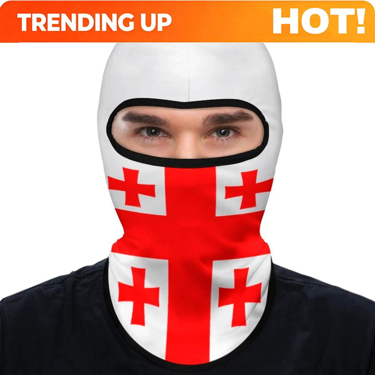 Georgia Flag Outdoor Cool Sunscreen Motorcycle Face Mask Moto Biker Wind Cap Mask Stopper Windproof Bicycle Cycling Headgear