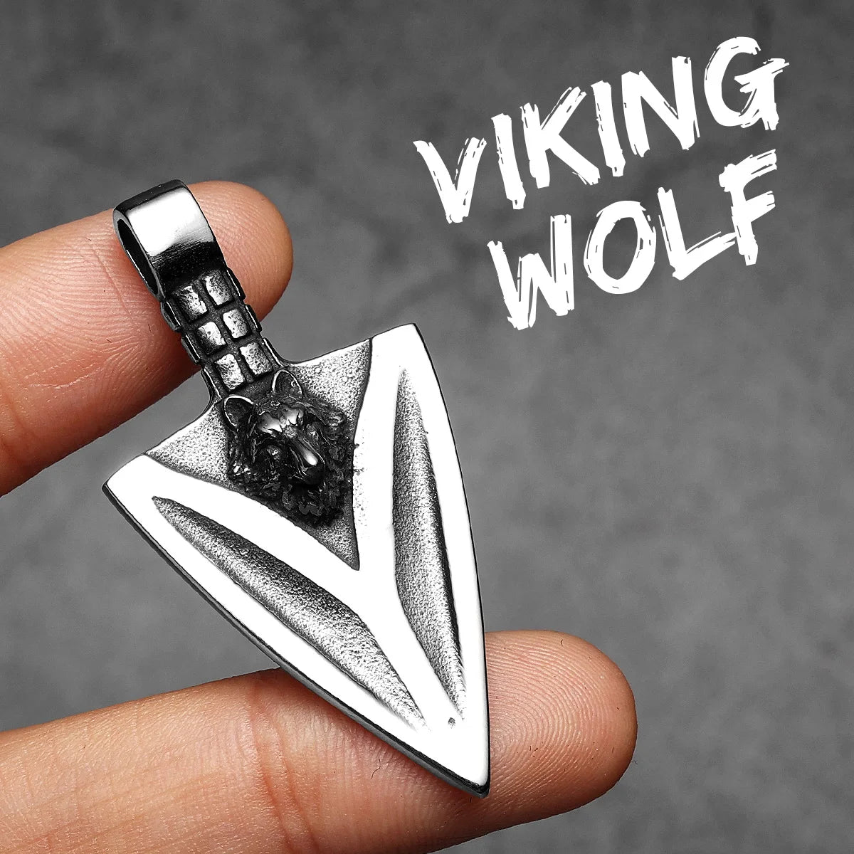 PENDRA Wolf Spearhead Steel Necklace