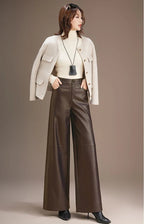 PENDRA Warm Drape Wide Leg PU Leather Pants