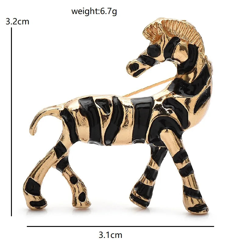 PENDRA Stripes 2-Color Enamel Zebra Brooch