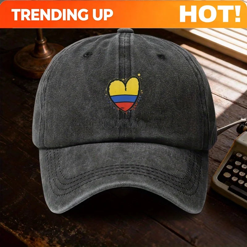 A "Colombia" Washed Baseball Cap, an Adjustable Sun-Protective Duckbill Hat Suitable for All Seasons, a Must-Have Fashion