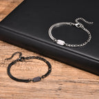 Initials Bracelets for Men Women Couple,Alphabet A-Z 26 Letter Stainless Steel Chain Link Wristband,Valentine's Day Gift for BBF