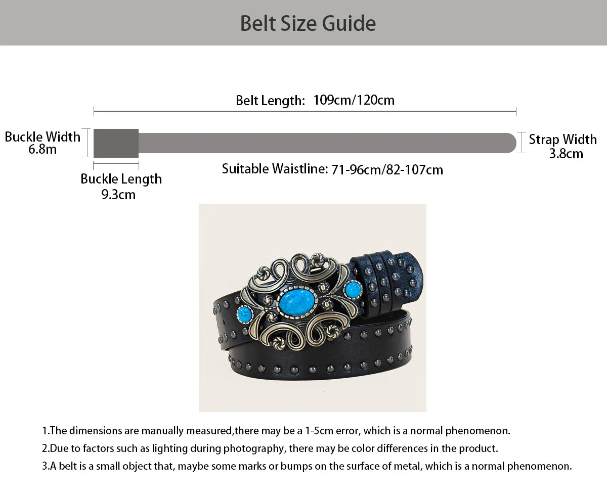 PENDRA Lunaine Leather Turquoise Buckle Western Gothic Belt